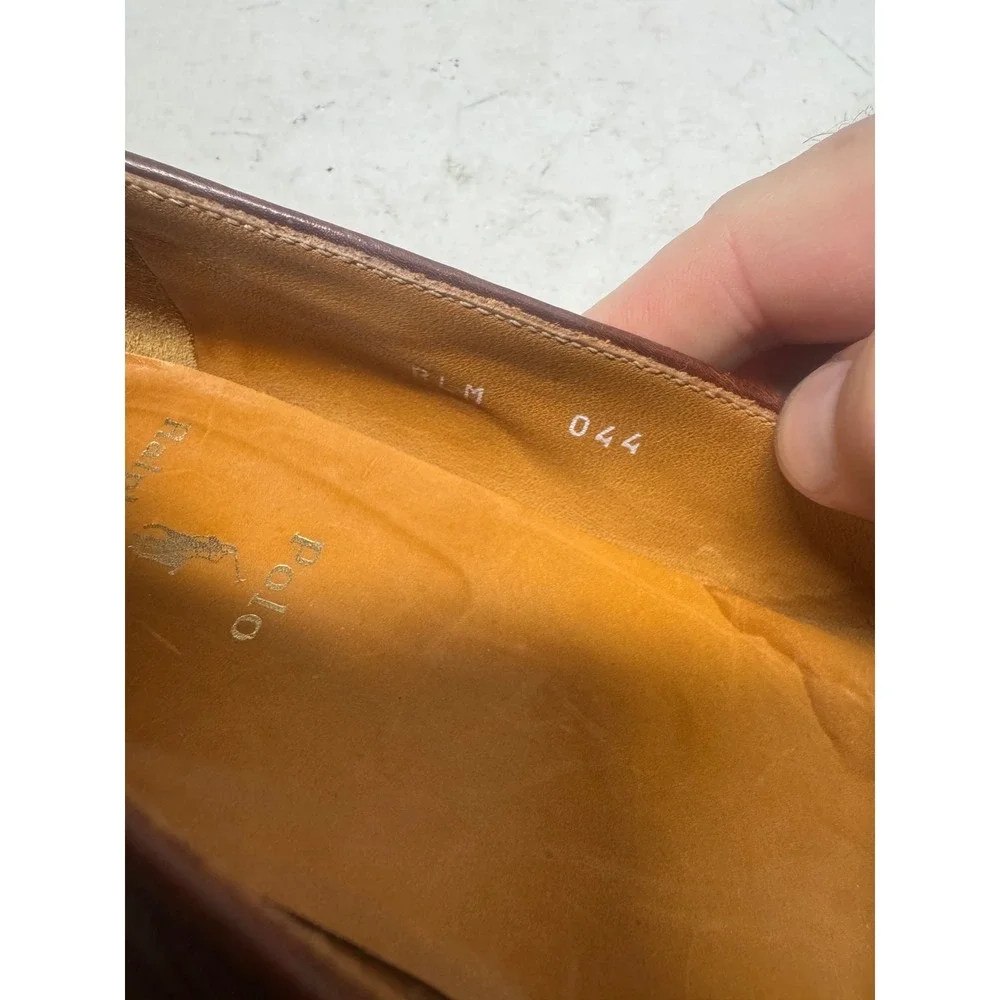 Polo Ralph Lauren Brown Leather Kiltie Loafers Wingtip Made in Italy Men 8D 3056